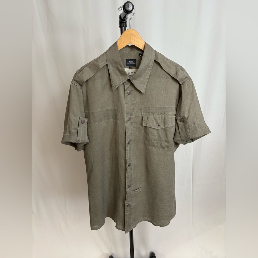 G-Star Green Casual Button Down Shirt with Epaulettes